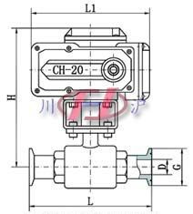 Q921F衛(wèi)生級電動球閥 兩通結構外形圖
