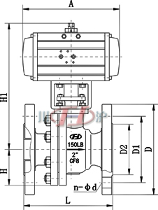 Q641F46氣動(dòng)襯氟球閥 連接尺寸圖